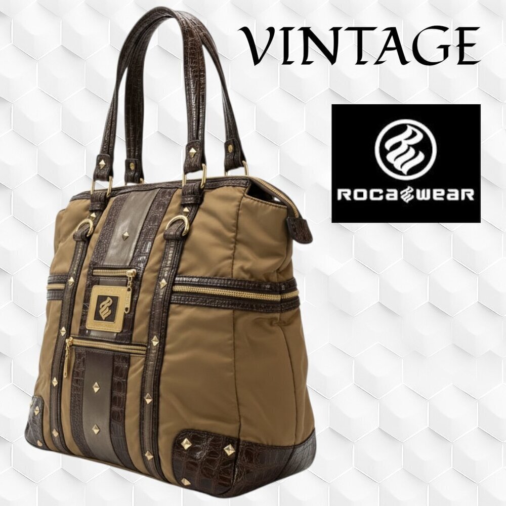 Vintage ROCAWEAR Gold/Beige/Brown Tote/Handbag – HARD TO FIND,  Mint Condition
